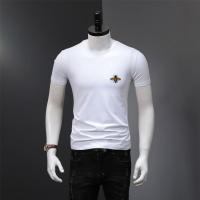 欧洲站夏季新款男士丝光棉短袖t恤修身半袖体恤加大码潮牌小蜜蜂 白色 D0002 M 100-115斤左右