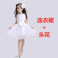 六一儿童演出服女童蓬蓬裙合唱服装男童背带裤学生幼儿园表演服装 小花女款白色 100