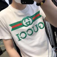 2021早春潮款经典刺绣字母logo短袖圆领T恤明星同款男女潮半袖 白色刺绣G家短袖 S