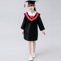 儿童博士服幼儿园学士服拍照衣服毕业袍博士帽小学毕业照服装礼服 红色 110
