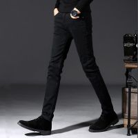 欧洲站春季薄款黑色小蜜蜂小脚牛仔裤男潮牌修身长裤子男弹力休闲 黑色款 27