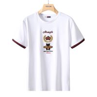 小蜜蜂刺绣短袖T恤男2021潮流韩版宽松冰丝短袖冰丝百搭白色t恤男 白色 M