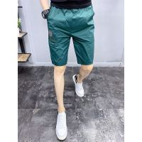 欧洲站夏季新款小蜜蜂短裤精神小伙薄款刺绣五分裤男士修身短裤潮 NDK#图徽 绿色 3XL 160-180斤