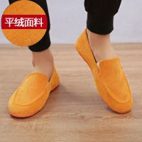 热卖老北京布鞋男鞋特大号单鞋软底平跟懒人鞋一脚蹬休闲鞋帆布鞋 黄色平绒 39