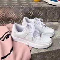 aj1北卡蓝高帮篮球鞋韩版百搭乔1蒂芙尼绿熊猫学生街拍男女板鞋 空军【低帮】全白 36