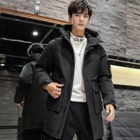 白鸭绒工装羽绒服男女中长款2020新款潮流加厚帅气情侣装冬季外套 059#黑色 M 100斤-120斤