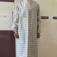 岩棉防护服连体隔离服玻璃纤维防护服防水防臭养殖场工作服防尘衣 带袖围裙罩衣长款 小