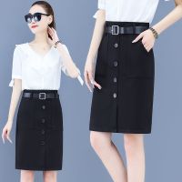 夏季新款黑色半身裙2021年时尚洋气宽松显瘦性感A字百搭包臀裙子 黑色25款薄款 M （80-90斤）腰围2尺