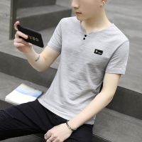 95棉富贵鸟短袖男士T恤夏季v领半袖学生韩版体恤男装潮流上衣服男 811灰色 M