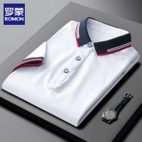 罗蒙短袖T恤男2021夏季新款时尚休闲简约POLO衫中青年商务百搭t恤 白色6020 170/88A 48/M,