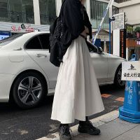 半身裙子2020春秋原宿风日系高腰显瘦白色学生a字中长款裙子女潮 白色 S