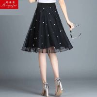 2021新款大码女装胖mm170斤气质短裙网纱花半身裙宽松显瘦夏装 小方格 S 80-90斤