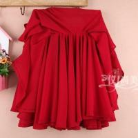 女a字大摆纱裙短裙雪纺半身裙蓬蓬裙裤裙子春夏大码打底高腰半裙 红色 双层大摆雪纺+自带安全裤 S