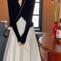 法式复古2021春秋新款赫本风伞裙女 高腰显瘦A字中长款半身裙百褶 白色 S