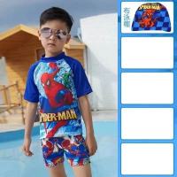 爆款奥特曼儿童泳衣男童蜘蛛侠套装分体短袖速干防晒中小童泳装 168分体蜘蛛侠(带帽) S码(20-30斤)