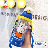 迪士尼儿童直饮吸管水夏季塑料杯宝宝男女学生幼儿园便携蜘蛛侠 530ML蓝米菲(吸管款) 布丁杯