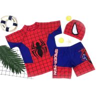 儿童泳衣男童宝宝防晒速干分体泳裤套装小童中大童韩可爱游泳装备 1915-宝蓝蜘蛛 XL(30-45斤)