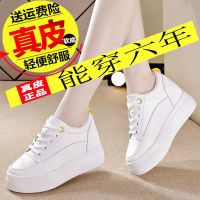 真皮小白鞋女内增高鞋子秋季新款时尚厚底百搭松糕旅游鞋单鞋子女 黄色 34