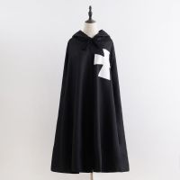 中世纪勇士 角色扮演 披风圣殿骑士斗篷长袍罗马帝国 cosplay服装 黑色 S码 建议身高155-165cm