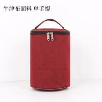 牛津布-枣红色(珍珠棉+铝膜) 小号(直径16.5*高23) 加厚保温袋圆桶形防水铝箔手提饭盒袋子上班族学生男女带饭便当