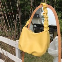 黄色 洋气女包包2021夏季百搭褶皱柔软云朵包单肩包高级感腋下挎包手提