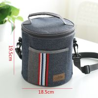 小号(18.5*19.5) 牛津布装保温桶袋子手提圆形韩版带饭的包防水提饭盒包包便当盒袋