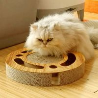 经典木纹色 猫抓板掏球型铃铛大号磨爪器逗猫转盘宠物用品多功能立体猫玩具