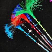 红色 [奇特杂货店]丝线炫彩逗猫棒 珠子 铃铛 逗猫神器 猫狗宠物玩具