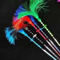 红色 [奇特杂货店]丝线炫彩逗猫棒 珠子 铃铛 逗猫神器 猫狗宠物玩具