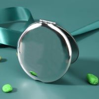 不锈钢[圆] 不锈钢简约时尚补妆镜随身便携折叠双面可放大镜迷你小号化妆镜