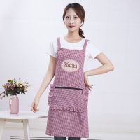 【花边兜背带-枣色】1件 棉围裙厨房家用拉链时尚上班工作洋气无袖罩衣韩版防油污成人围腰