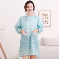 蓝色 夏围裙美容院工作服理发店罩衣美发师染发防水不粘发薄款厨房围裙