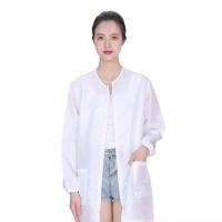 白色长袖款 M(约可穿90-130斤) 发型师美发店工作服发廊助理小工服理发店染发剪发防水宠物店工服