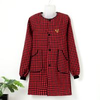 圆领红正穿衣(105-150斤穿) 围裙厨房家用罩衣工作服女防污耐脏棉布透气长袖干活洋气高档外穿