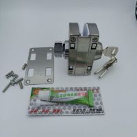 半圆单玻璃门双锁(外钥匙内旋钮) 玻璃门锁 免打孔单门双开门半圆u形锁 办公室商铺拉丝中央玻璃锁[8月24日发完]