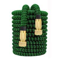 黑绿花色水管 注水后长5米原长17英尺 家用高压洗车软管防爆防冻伸缩水管适用洗车园林浇水家里清洁工具