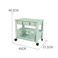 华夏雅-绿 升级大号-加厚2层菜盒款[送万向轮] 厨房置物架落地多层果蔬菜架子用品菜篮子储菜筐收纳神器家用