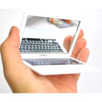 白色 Mac镜子迷你随身镜子 仿真笔记本电脑造型 便携折叠小化妆镜