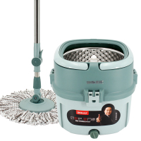 北欧蓝 1个 金属篮 加强杆+塑料盘 圣佳单桶旋转拖把不锈钢桶好神拖墩布手压拖布拖把桶一拖净单筒拖