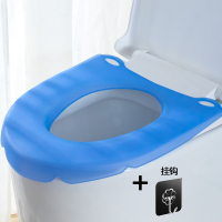 硅胶款防水[1只装]●蓝色+挂钩 家用夏季防水硅胶马桶垫四季通用厕所坐垫坐便套圈粘贴式贴垫薄款