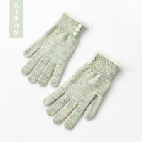 润肤触屏-蓝恋人 均码 女生毛线露指手套女冬季可爱保暖学生日系ins半截半指 手套冬天女