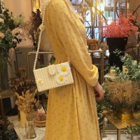 小雏菊草编方盒包 ins风日韩系小方包时尚雏菊草编盒子包小众设计感腋肩斜挎包