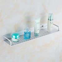 简洁15CM 打孔 免打孔太空铝置物架浴室挂件卫浴卫生间托盘架带护栏单层厕所