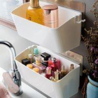 免打孔置物架 双庆吸盘式收纳架厨房免打孔墙上塑料壁挂架厕所卫生间浴室置物架