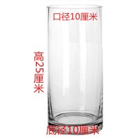 口径10高25 透明直筒[无金边] ins欧式轻奢客厅摆件透明水培玫瑰富贵竹百合干花描金边玻璃花瓶