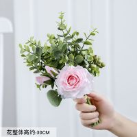 粉色玫瑰花束 仿真花束假花客厅装饰摆件北欧ins绢花餐桌花玫瑰花套装花艺摆设