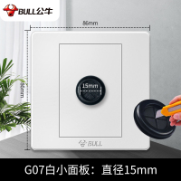 G07白[开孔15mm] 公牛空白面板开关插座86型家用装饰白板带出线孔电视网络穿孔面板