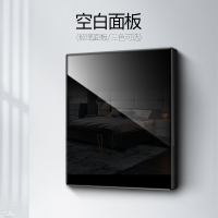 空白(装饰面板) 卡西诺86型墙壁开关插座 暗装五孔电源带led光圈黑点玻璃面板家用