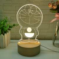 叮当猫夜灯/实木款/暖光 哆啦a梦小夜灯卡通usb遥控充电式台灯可爱3D男女儿童创意生日礼物