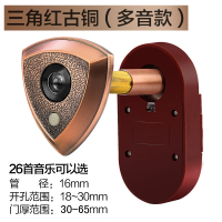 红古铜:孔径16-35mm 门厚30-65mm 防盗门猫眼门镜带门铃一体家用二合一老式门上猫眼通用防窥带后盖